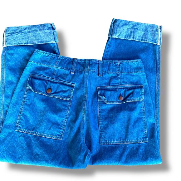 Closed Tony High Rise Jeans Sz 32 Blue Patch Pockets Cropped Cuffed Relaxed Fit - Picture 6 of 15